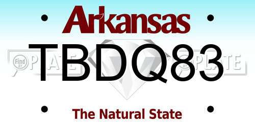 TBDQ83 Arkansas License Plate