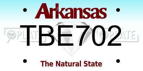 TBE702 Arkansas License Plate