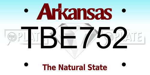 TBE752 Arkansas License Plate