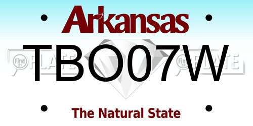 TBO07W Arkansas License Plate