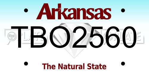 TBO2560 Arkansas License Plate