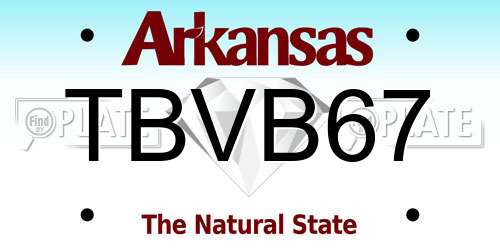 TBVB67 Arkansas License Plate