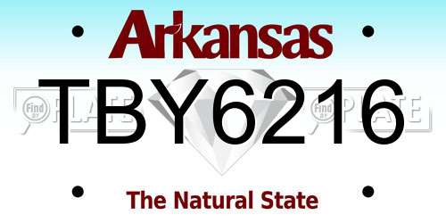 TBY6216 Arkansas License Plate
