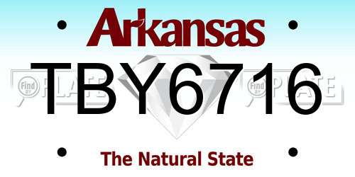 TBY6716 Arkansas License Plate