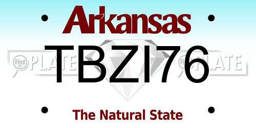 TBZI76 Arkansas License Plate