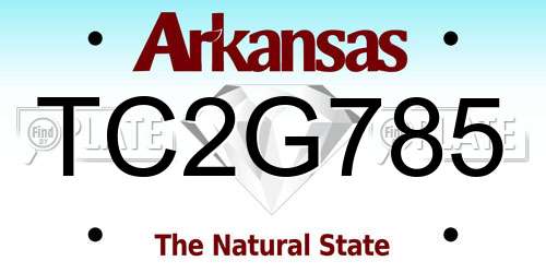 TC2G785 Arkansas License Plate