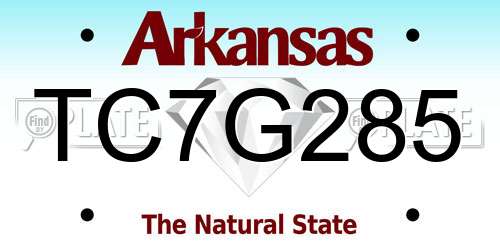 TC7G285 Arkansas License Plate
