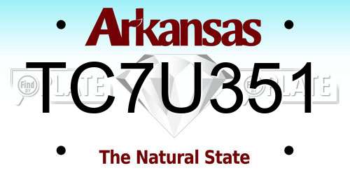 TC7U351 Arkansas License Plate