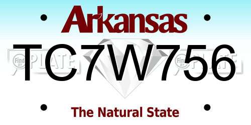 TC7W756 Arkansas License Plate