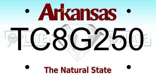 TC8G250 Arkansas License Plate