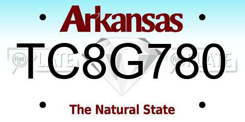 TC8G780 Arkansas License Plate
