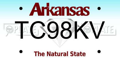TC98KV Arkansas License Plate
