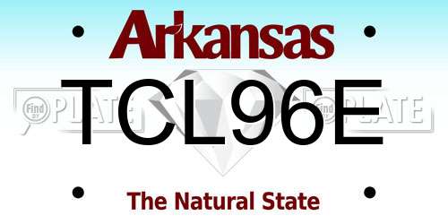 TCL96E Arkansas License Plate