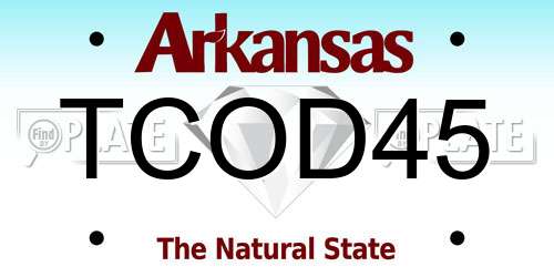 TCOD45 Arkansas License Plate