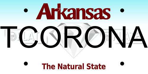 TCORONA Arkansas License Plate