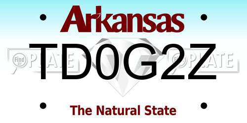 TD0G2Z Arkansas License Plate
