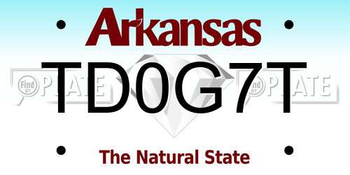 TD0G7T Arkansas License Plate