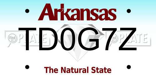 TD0G7Z Arkansas License Plate