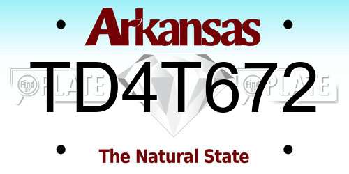 TD4T672 Arkansas License Plate