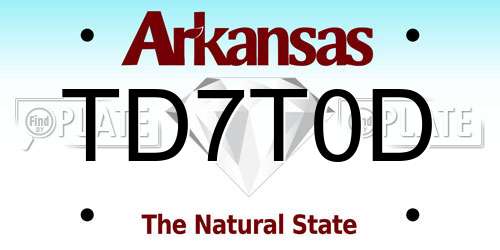 TD7T0D Arkansas License Plate