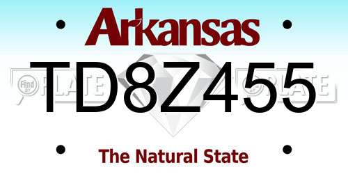 TD8Z455 Arkansas License Plate