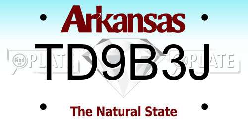 TD9B3J Arkansas License Plate