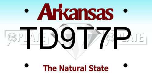TD9T7P Arkansas License Plate