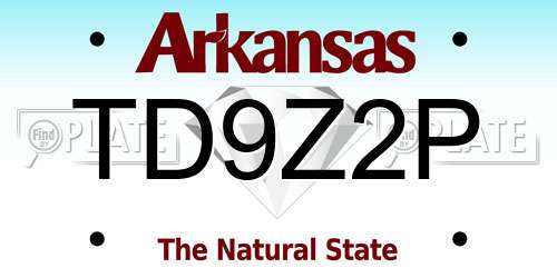 TD9Z2P Arkansas License Plate