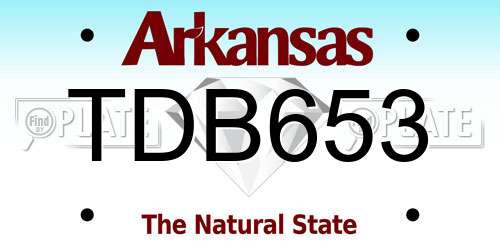 TDB653 Arkansas License Plate