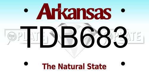 TDB683 Arkansas License Plate