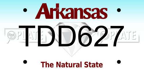 TDD627 Arkansas License Plate