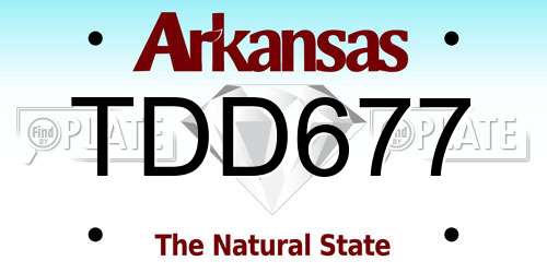 TDD677 Arkansas License Plate