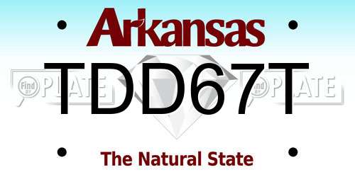 TDD67T Arkansas License Plate