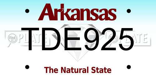TDE925 Arkansas License Plate