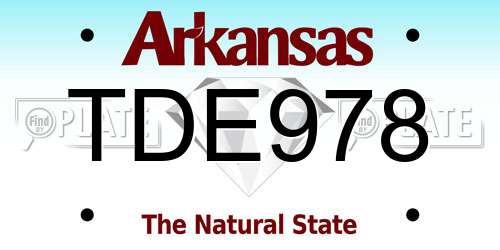 TDE978 Arkansas License Plate