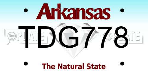 TDG778 Arkansas License Plate