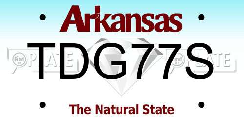 TDG77S Arkansas License Plate
