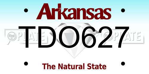 TDO627 Arkansas License Plate