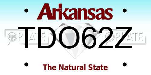 TDO62Z Arkansas License Plate