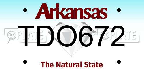 TDO672 Arkansas License Plate
