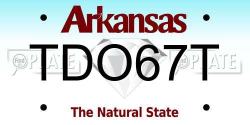 TDO67T Arkansas License Plate