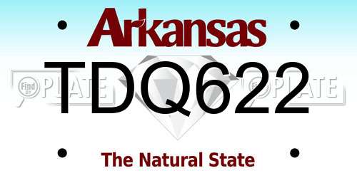 TDQ622 Arkansas License Plate