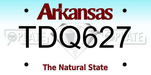 TDQ627 Arkansas License Plate