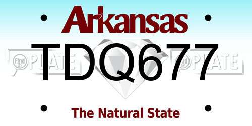 TDQ677 Arkansas License Plate