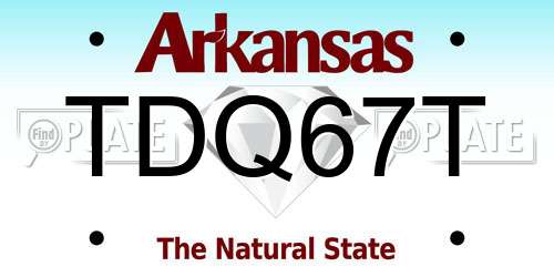 TDQ67T Arkansas License Plate