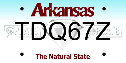 TDQ67Z Arkansas License Plate
