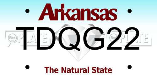 TDQG22 Arkansas License Plate