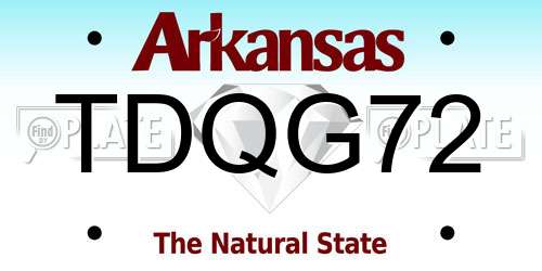 TDQG72 Arkansas License Plate