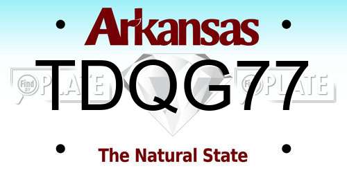 TDQG77 Arkansas License Plate