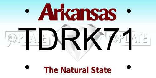 TDRK71 Arkansas License Plate